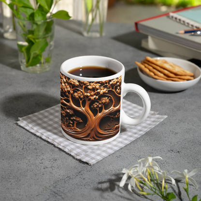Motivtasse Baum des Lebens, kunstvoll geschnitzt in zeitlosem Holz. - deyoli