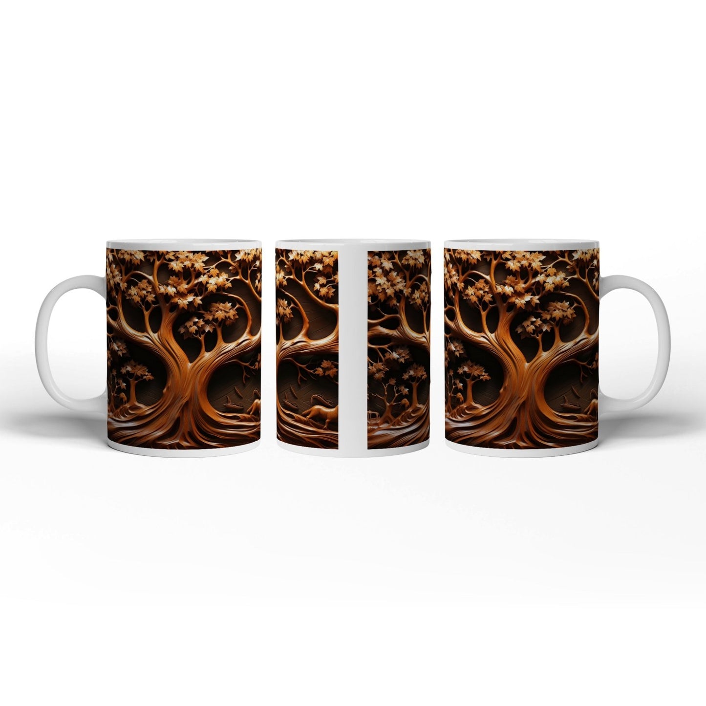 Motivtasse Baum des Lebens, kunstvoll geschnitzt in zeitlosem Holz. - deyoli