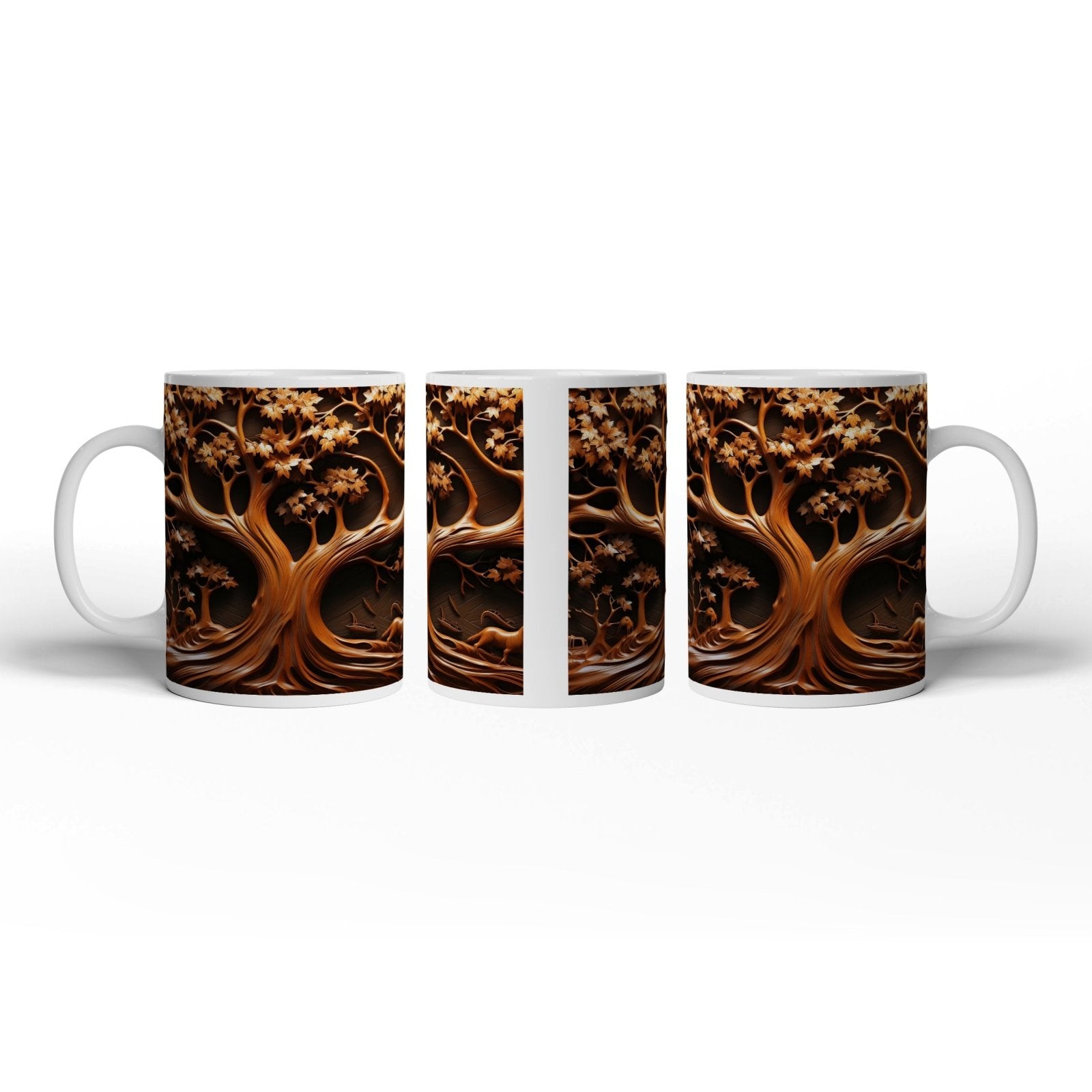 Motivtasse Baum des Lebens, kunstvoll geschnitzt in zeitlosem Holz. - deyoli