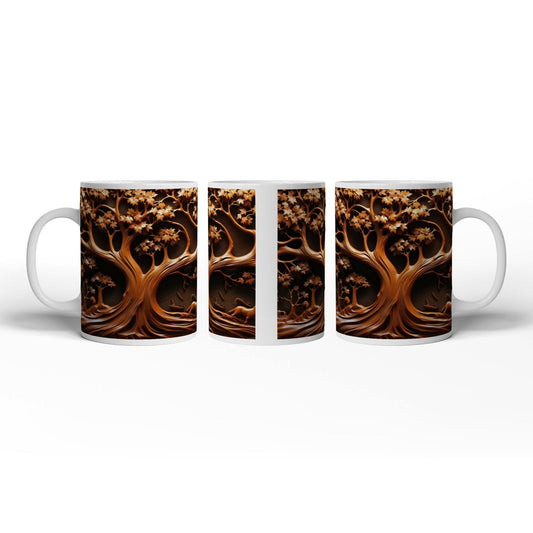 Motivtasse Baum des Lebens, kunstvoll geschnitzt in zeitlosem Holz. - deyoli