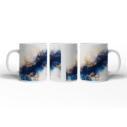 Motivtasse Blauer Strom und Gold in fließender Harmonie. - deyoli