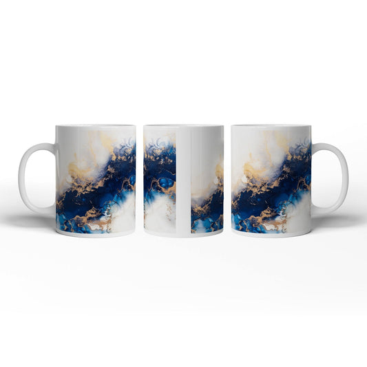 Motivtasse Blauer Strom und Gold in fließender Harmonie. - deyoli