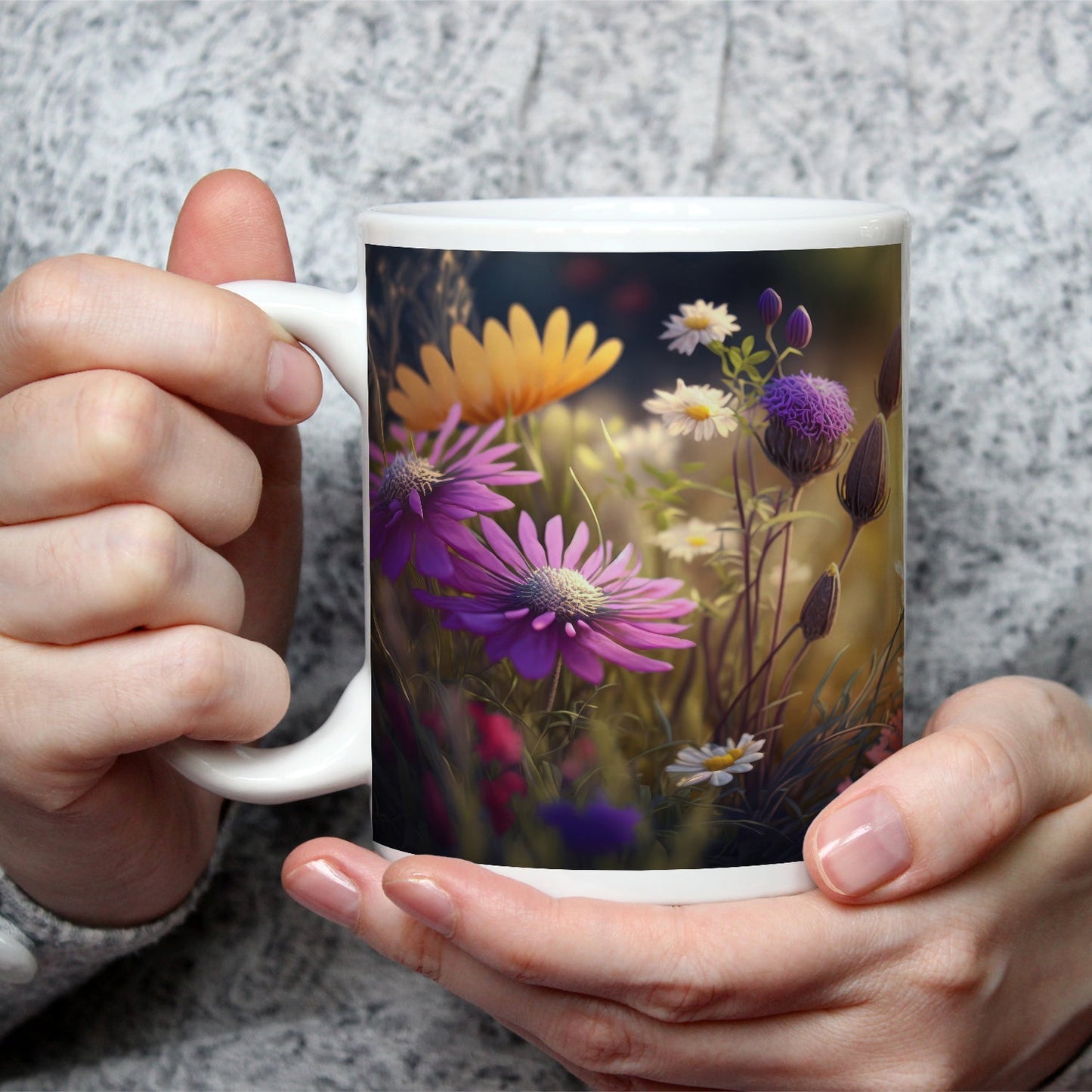 Motivtasse Blüten erwachen im goldenen Hauch des frühen Morgens. - deyoli