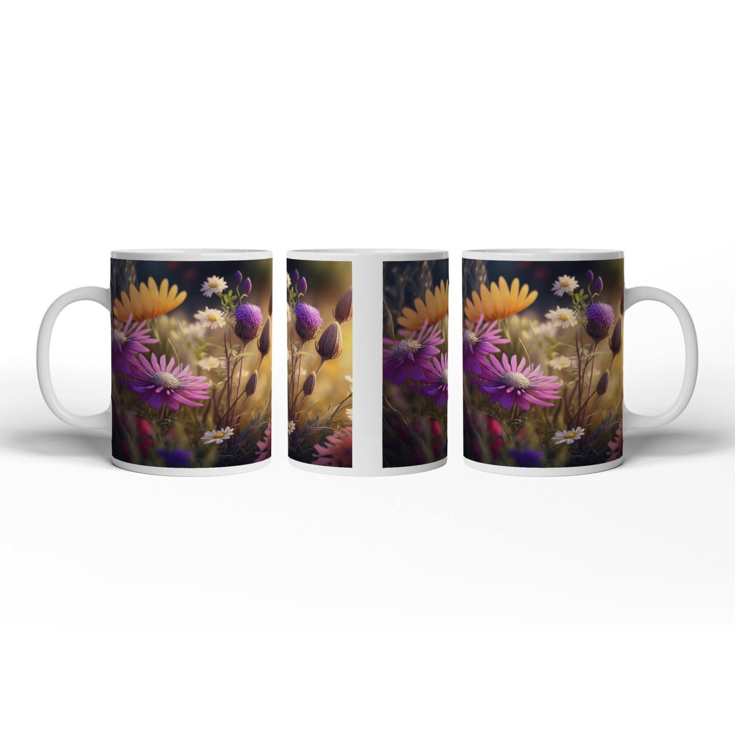 Motivtasse Blüten erwachen im goldenen Hauch des frühen Morgens. - deyoli