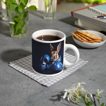 Motivtasse Boxer - Hase in Blau – süß, stark und siegessicher. - deyoli