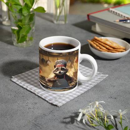Motivtasse Chaos in der Küche – Waschbär kocht mit Feuer und Charme. - deyoli