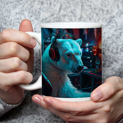 Motivtasse Cool und konzentriert – Eisbär in der Gaming - Zentrale. - deyoli