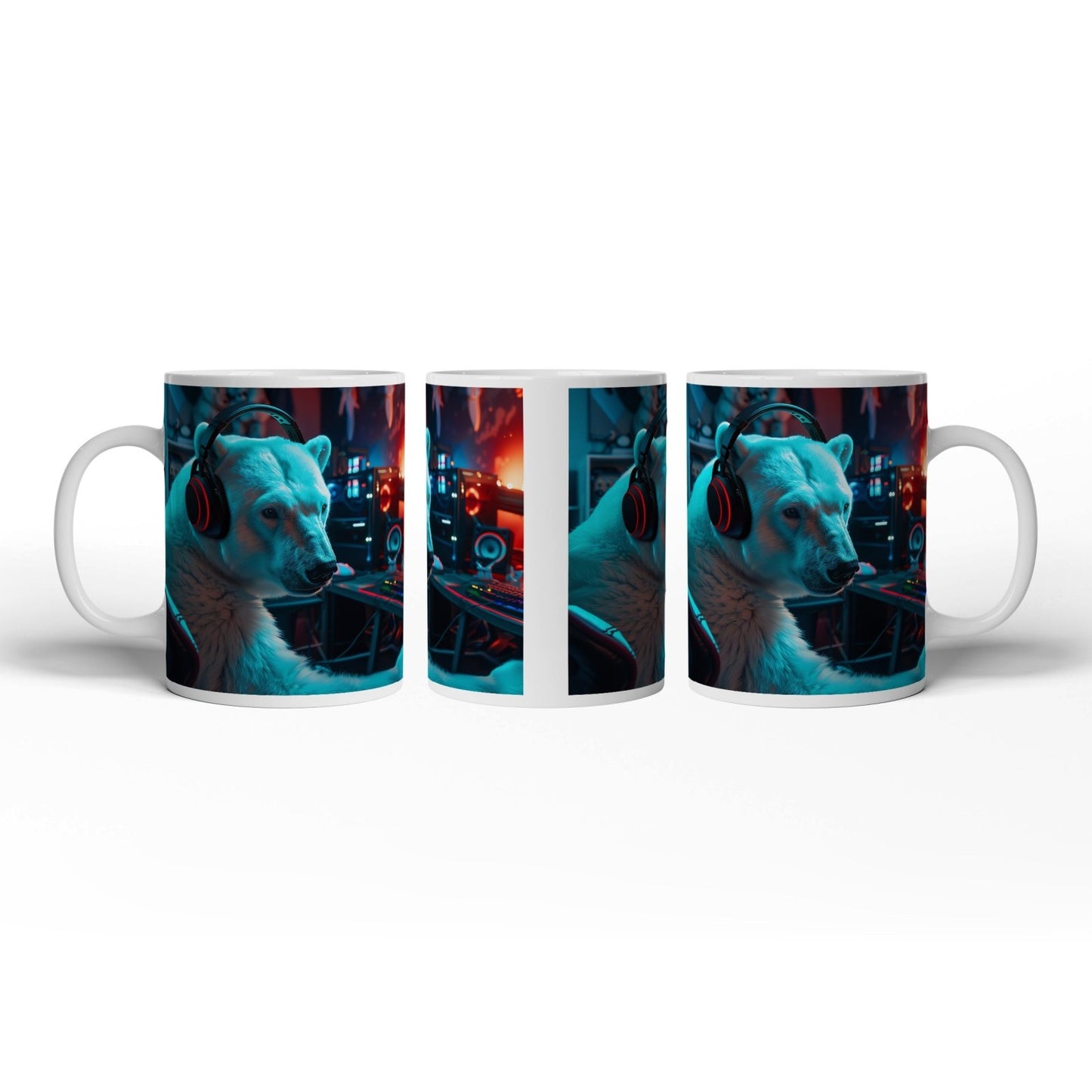 Motivtasse Cool und konzentriert – Eisbär in der Gaming - Zentrale. - deyoli