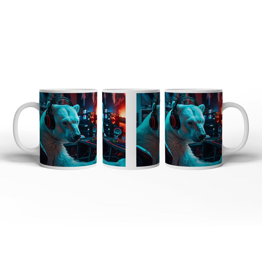 Motivtasse Cool und konzentriert – Eisbär in der Gaming - Zentrale. - deyoli