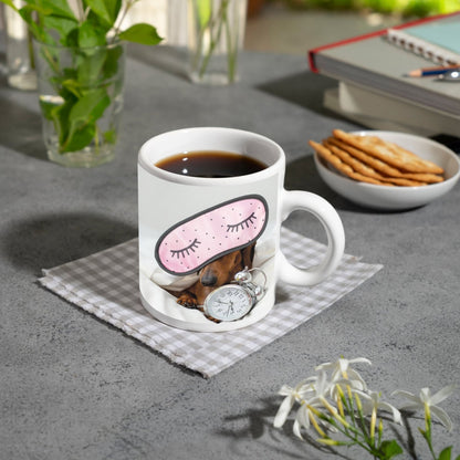 Motivtasse Dackel im Schlummer – der Wecker hat keine Chance. - deyoli