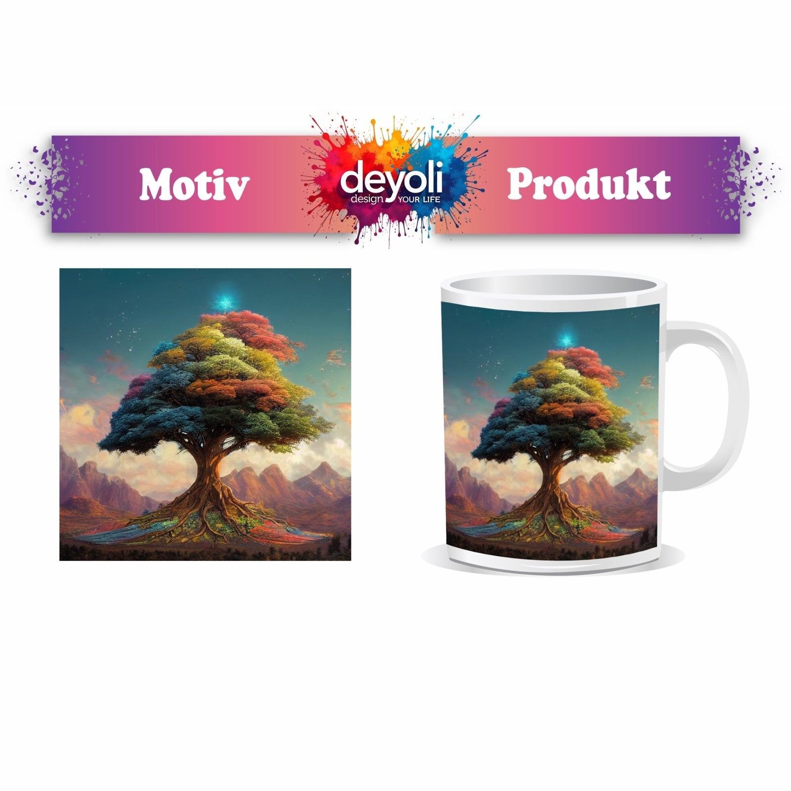 Motivtasse Der Baum der Farben – ein Märchen aus Licht und Leben. - deyoli