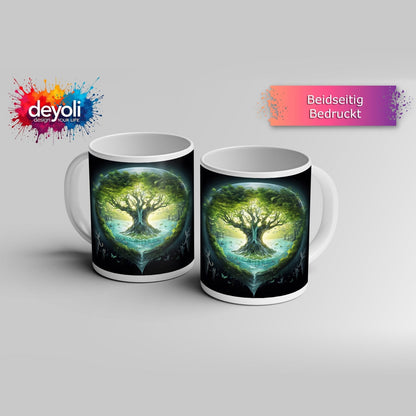 Motivtasse Der Lebensbaum strahlt in einer magischen Wasserwelt. - deyoli
