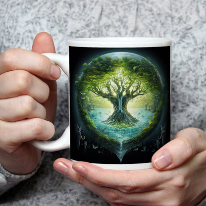 Motivtasse Der Lebensbaum strahlt in einer magischen Wasserwelt. - deyoli