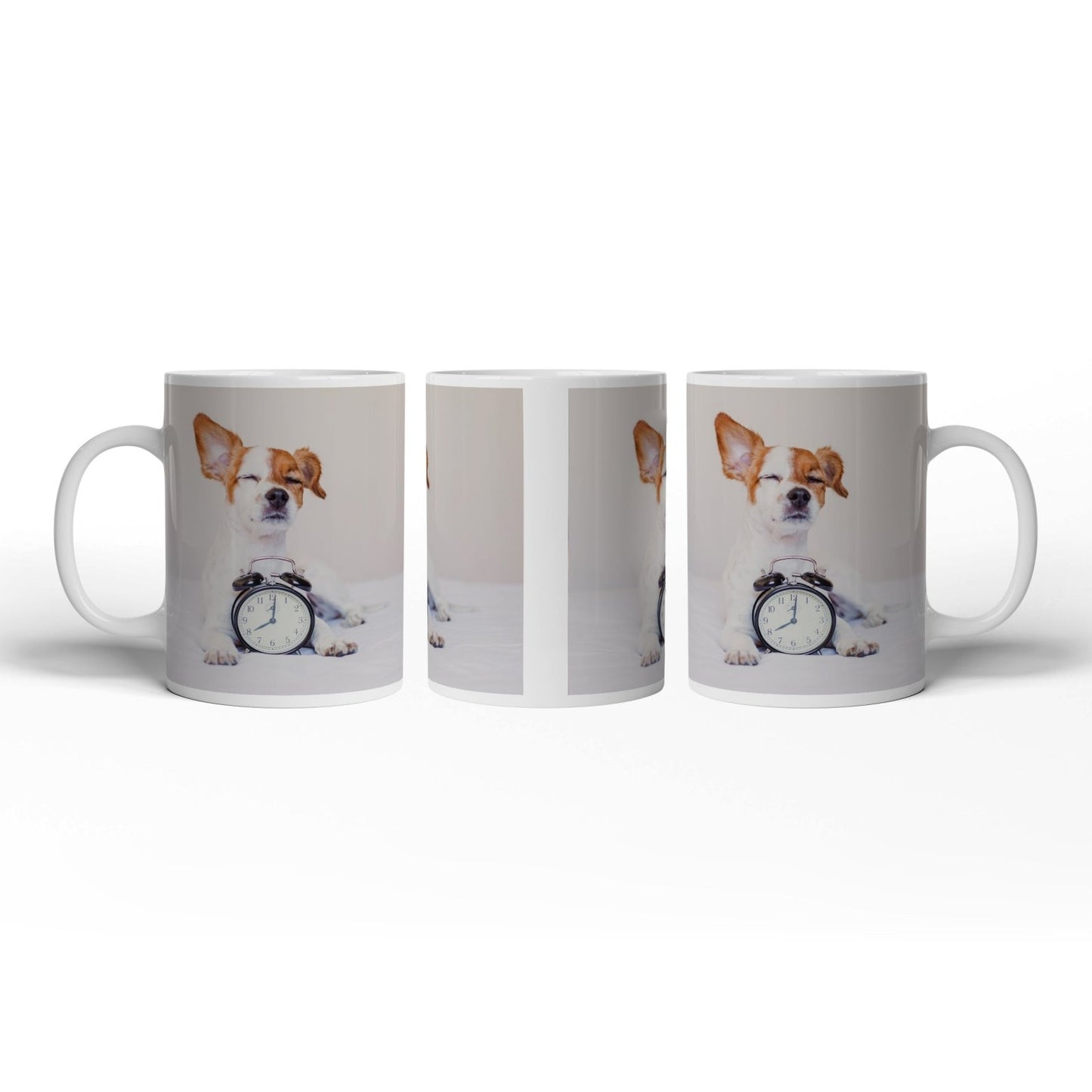 Motivtasse Der Wecker hat verloren – Hund genießt den Morgen. - deyoli