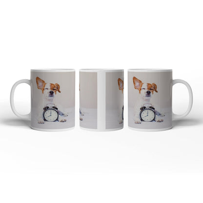 Motivtasse Der Wecker hat verloren – Hund genießt den Morgen. - deyoli