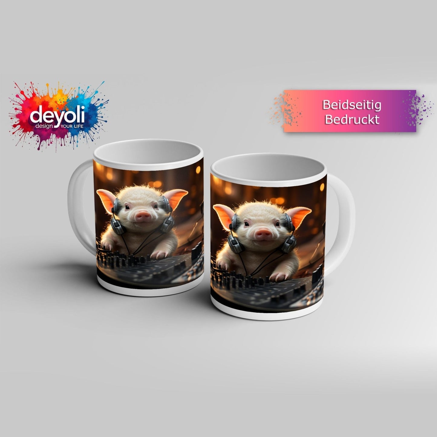 Motivtasse DJ - Ferkel – süßer Beat zwischen Chips und Knöpfen. - deyoli