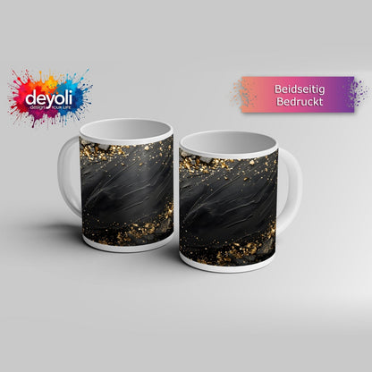 Motivtasse Dunkle Eleganz mit goldenen Splittern gekrönt. - deyoli