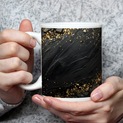 Motivtasse Dunkle Eleganz mit goldenen Splittern gekrönt. - deyoli
