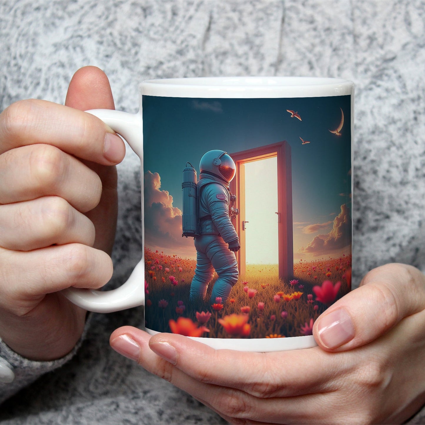 Motivtasse Ein Astronaut betritt das Licht – Traum trifft Unendlichkeit. - deyoli