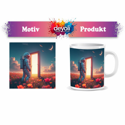 Motivtasse Ein Astronaut betritt das Licht – Traum trifft Unendlichkeit. - deyoli