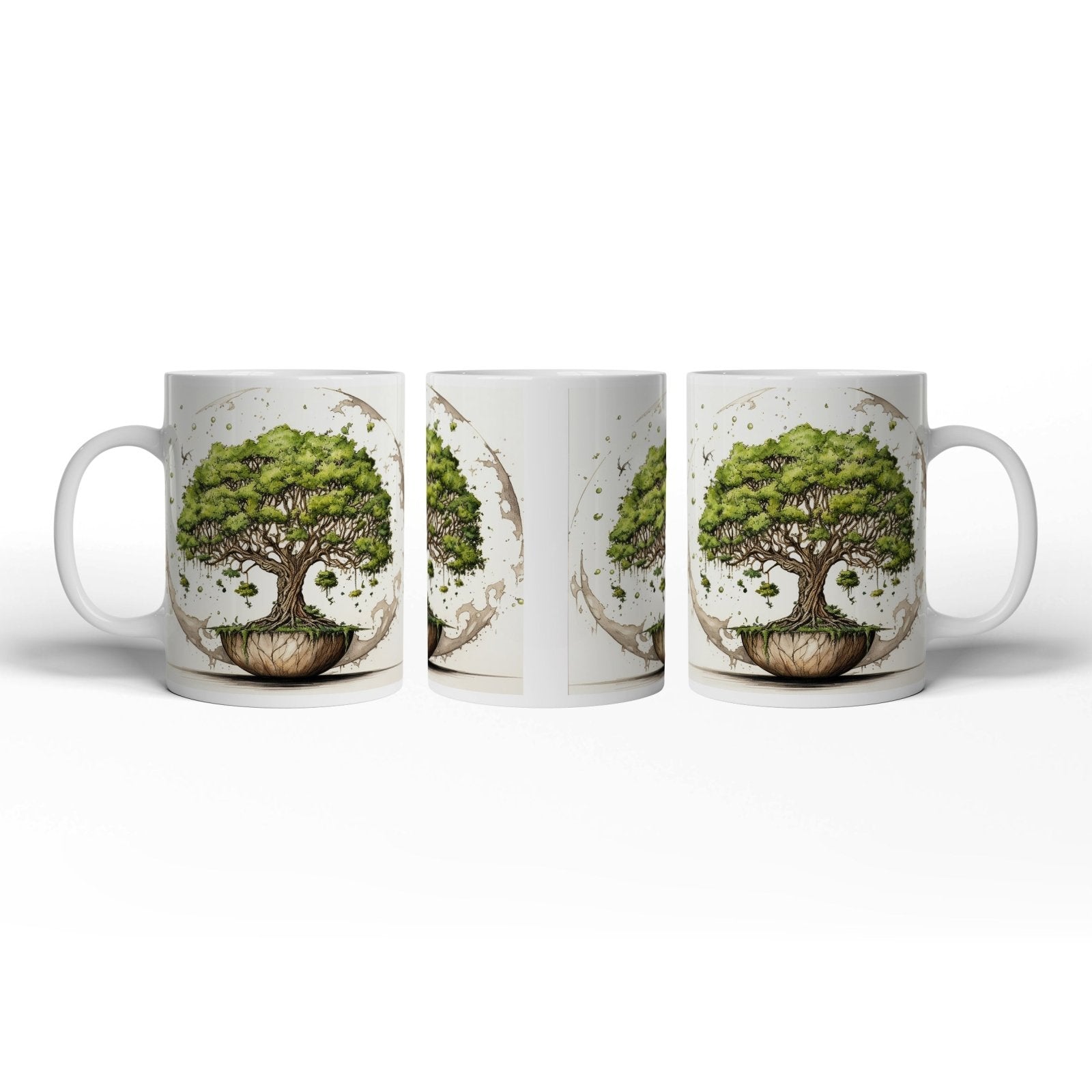 Motivtasse Ein Baum der Welten schwebt in stiller Balance. - deyoli