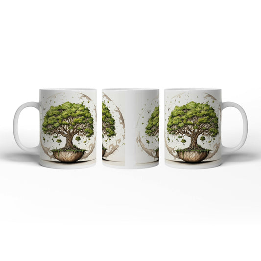 Motivtasse Ein Baum der Welten schwebt in stiller Balance. - deyoli