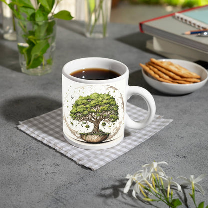 Motivtasse Ein Baum der Welten schwebt in stiller Balance. - deyoli