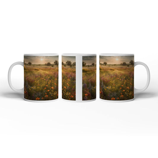 Motivtasse Ein Blütenmeer erwacht im goldenen Morgenlicht. - deyoli