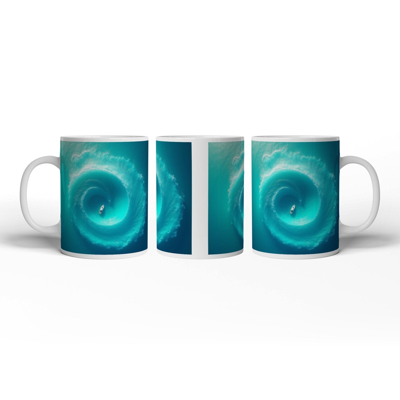 Motivtasse Ein Boot im Wirbel der Tiefe – still in der Bewegung. - deyoli
