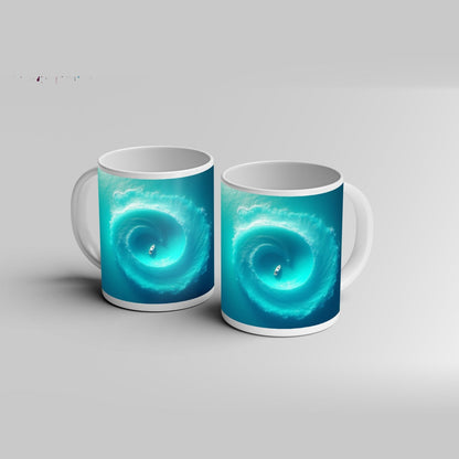 Motivtasse Ein Boot im Wirbel der Tiefe – still in der Bewegung. - deyoli