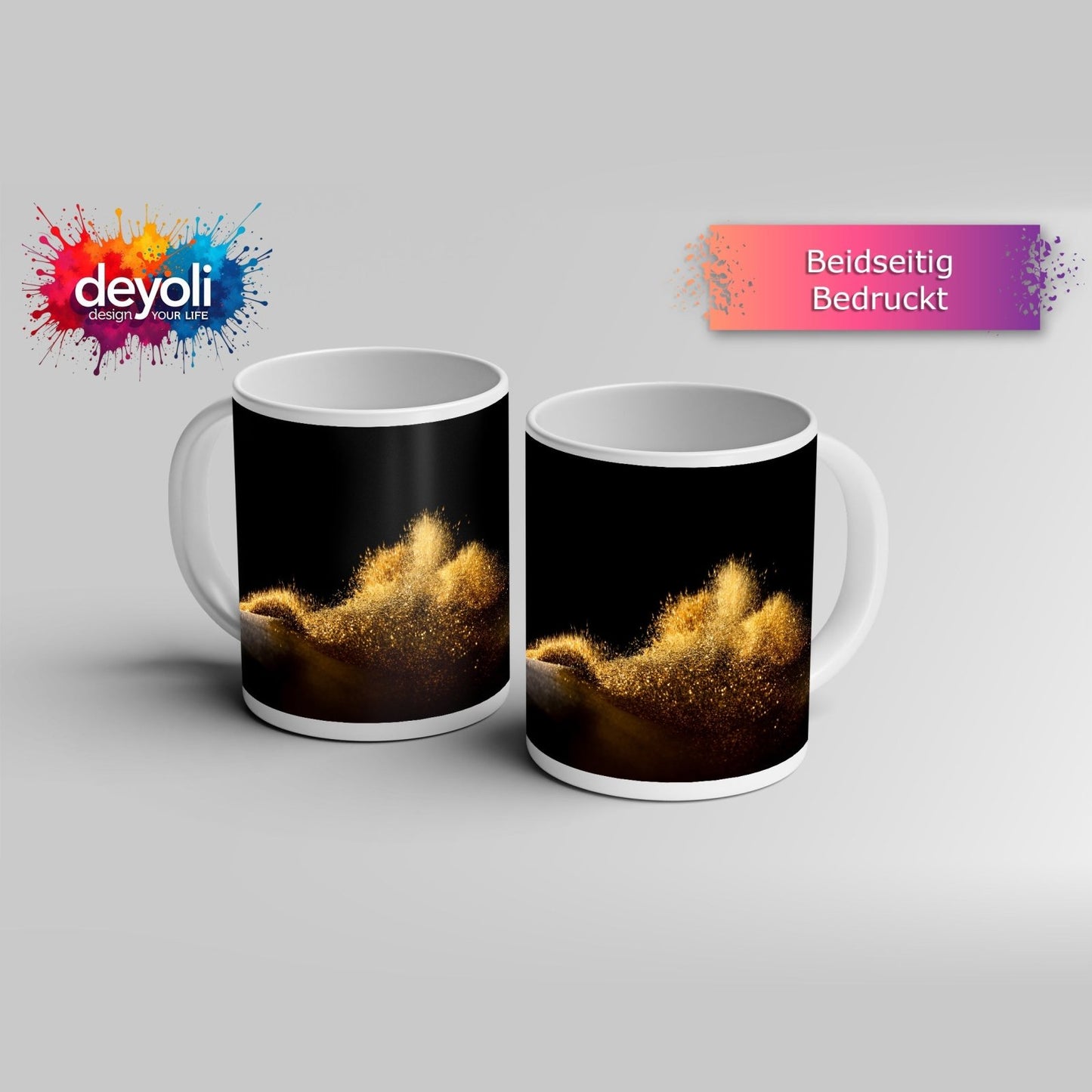 Motivtasse Ein Funkeln wie Goldwind auf nächtlicher Düne. - deyoli