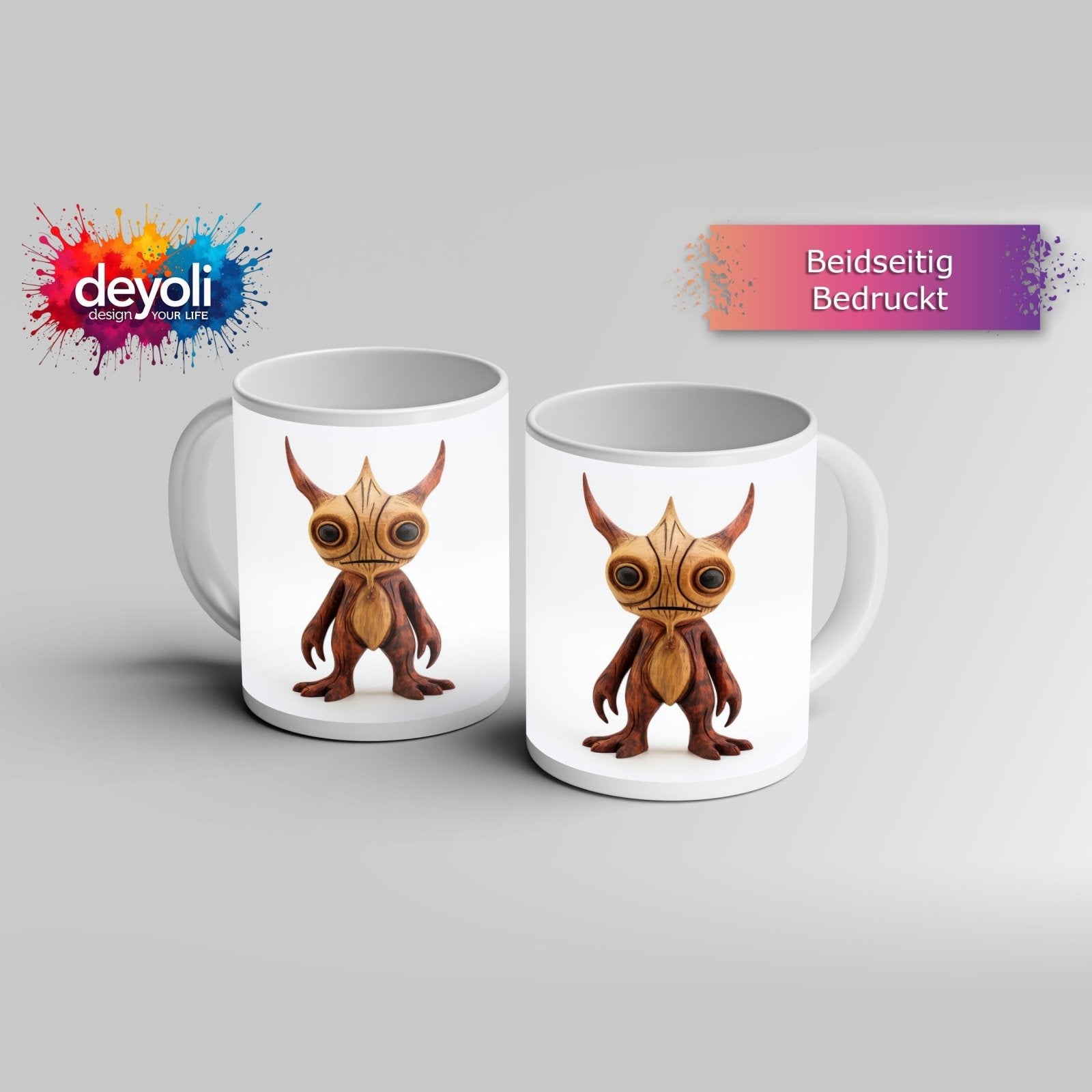 Motivtasse Ein hölzernes Wesen mit großen Augen und sanfter Seele. - deyoli