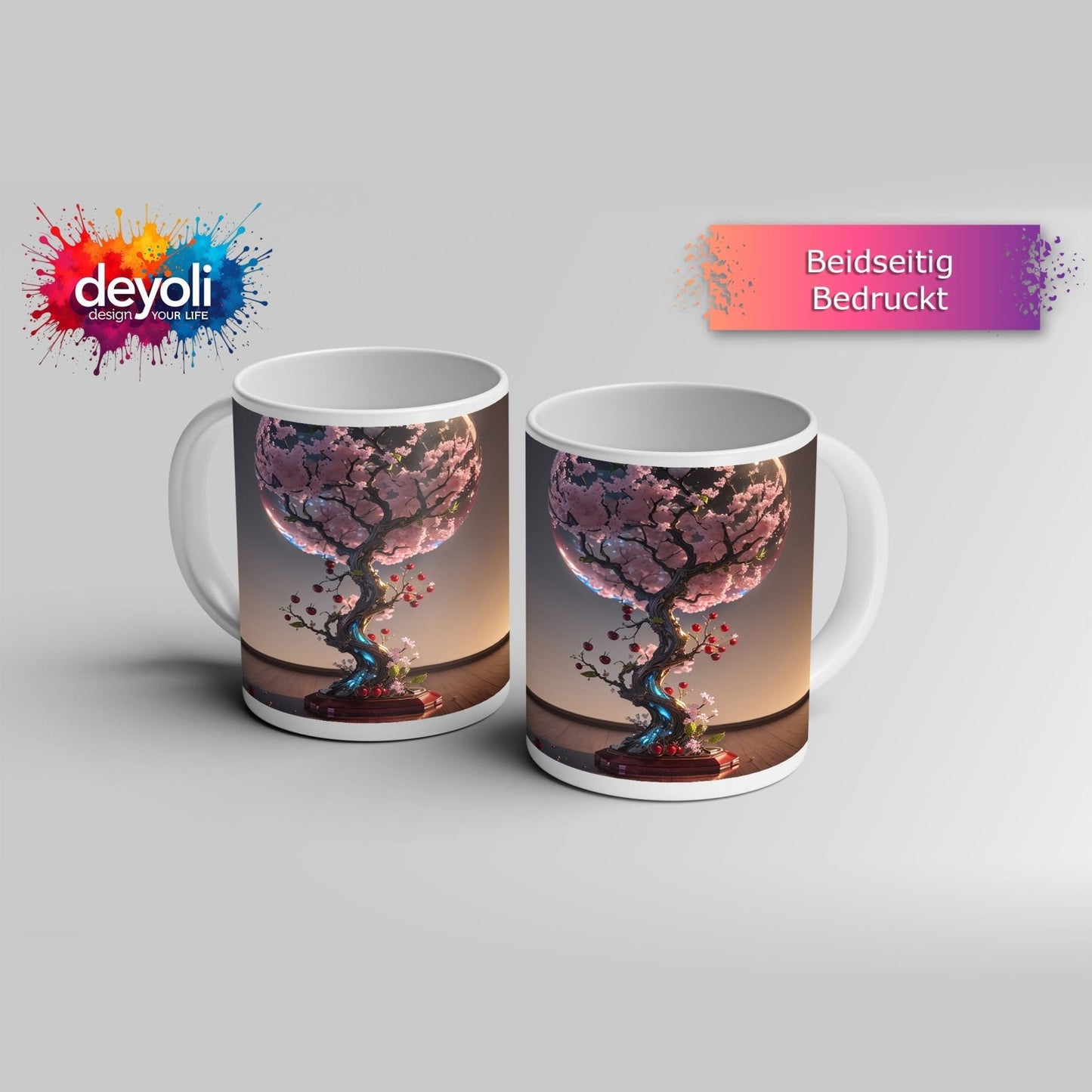 Motivtasse Ein Kirschbaum gefangen in gläserner Poesie. - deyoli