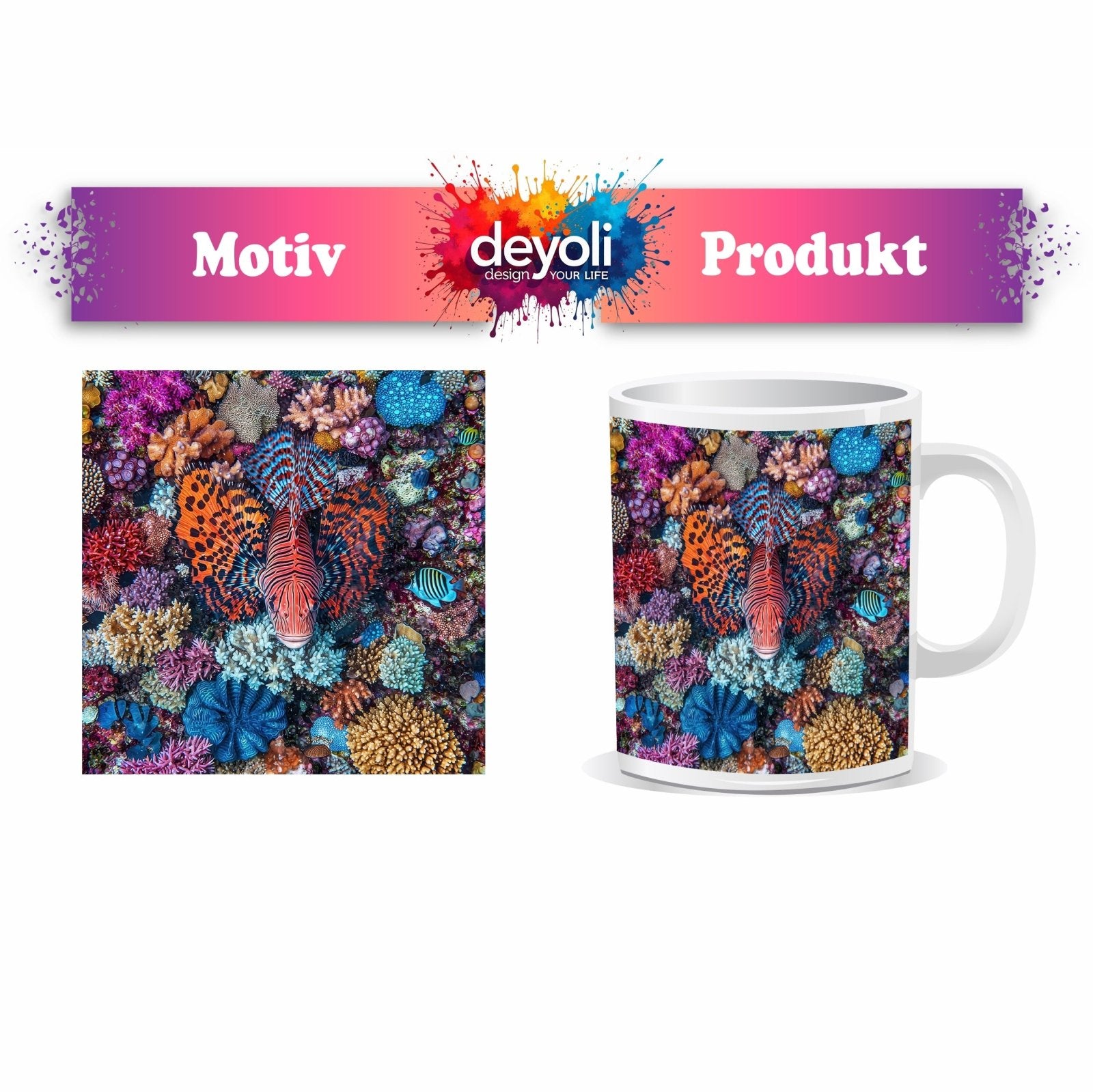 Motivtasse Ein Korallenmeer in Farbenrausch und Formenpracht. - deyoli