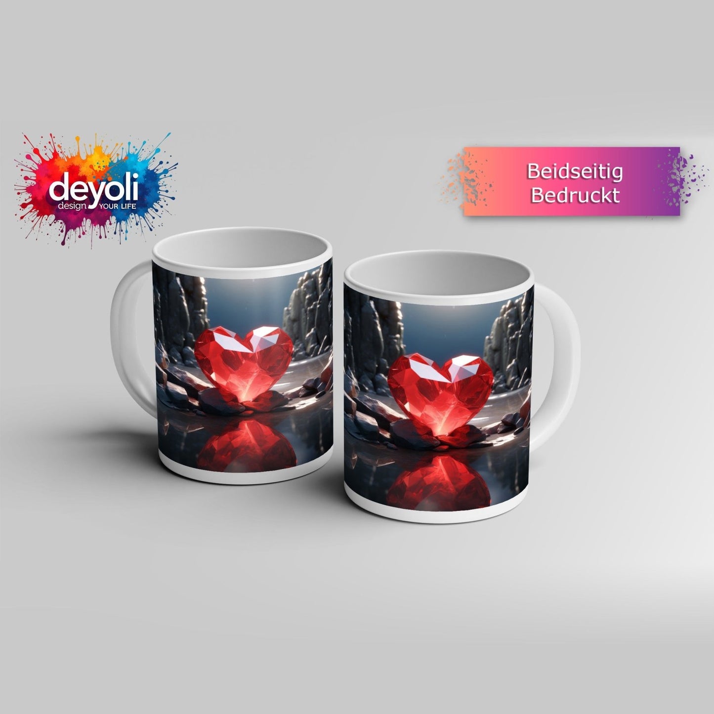 Motivtasse Ein leuchtendes Herz aus Kristall – Kraft in reiner Form. - deyoli