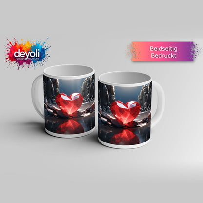 Motivtasse Ein leuchtendes Herz aus Kristall – Kraft in reiner Form. - deyoli