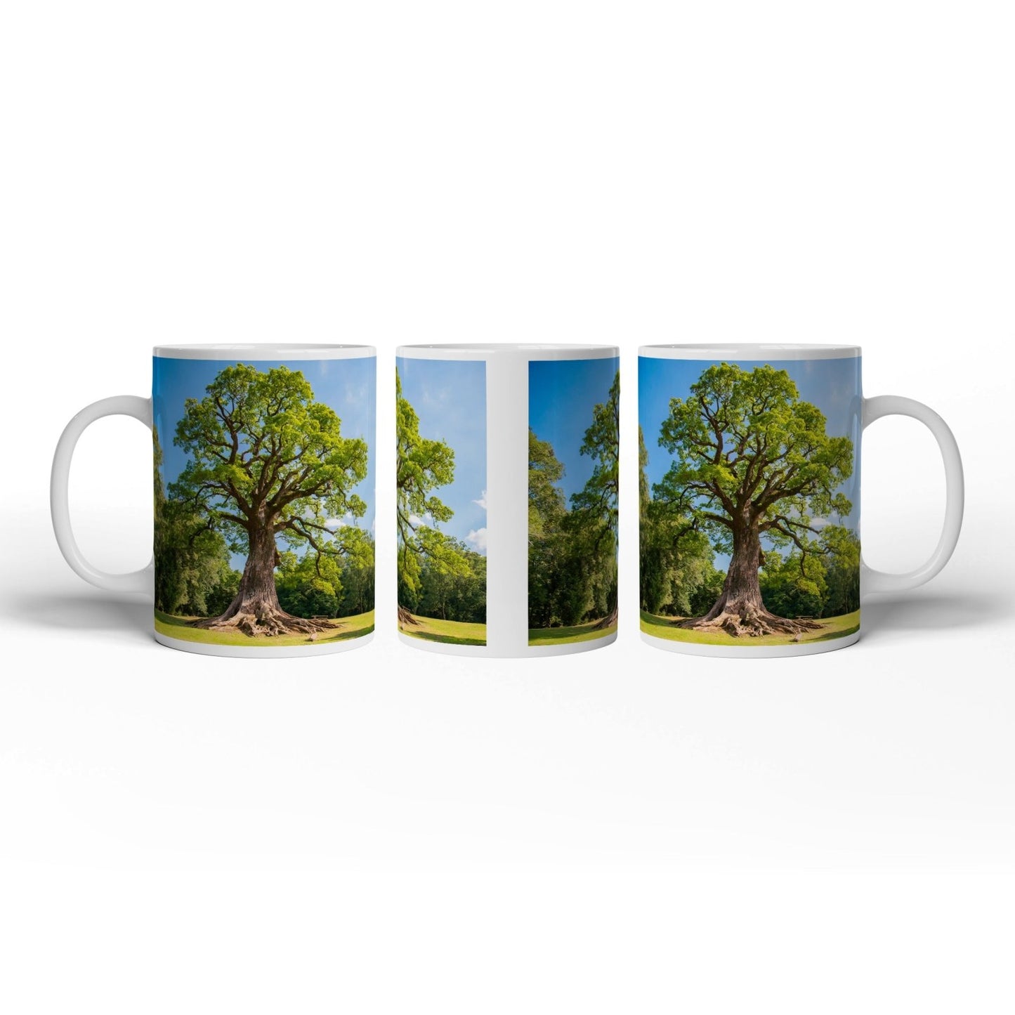 Motivtasse Ein majestätischer Baum, fest verwurzelt im Licht. - deyoli