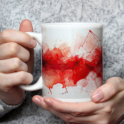 Motivtasse Ein Netz aus Rot spinnt sich wild in flüssiger Bewegung. - deyoli