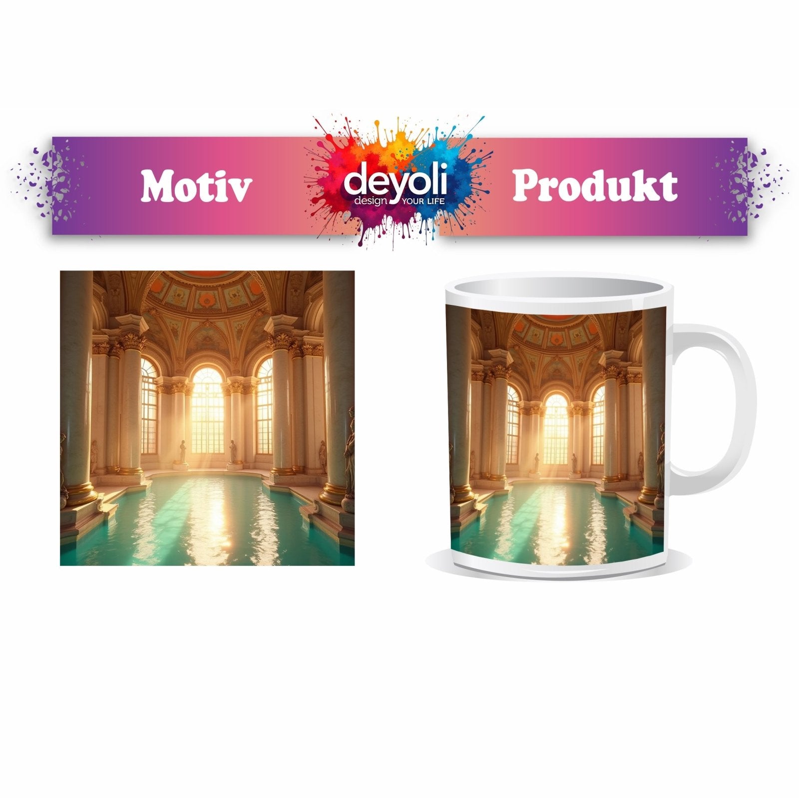 Motivtasse Ein Palast aus Licht, Marmor und glitzerndem Wasser. - deyoli