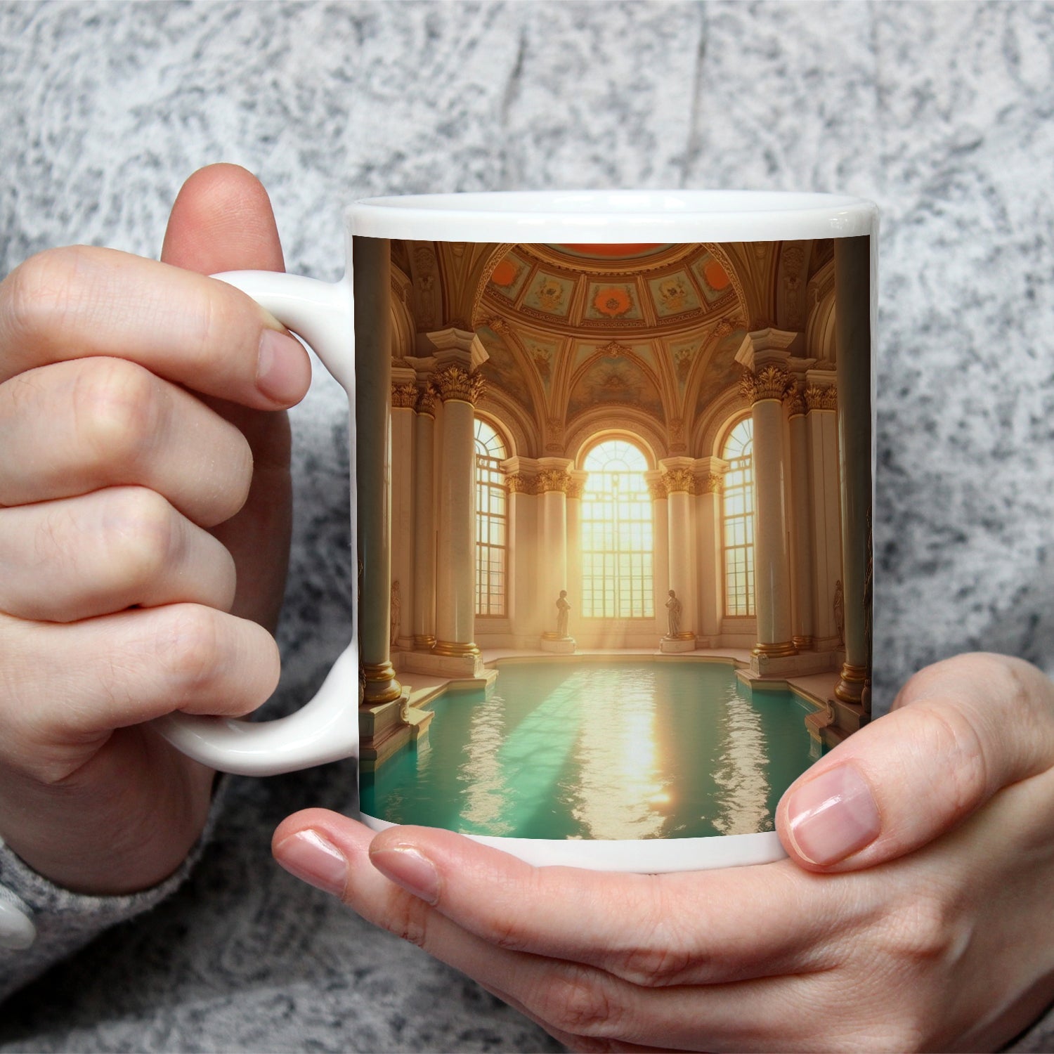 Motivtasse Ein Palast aus Licht, Marmor und glitzerndem Wasser. - deyoli