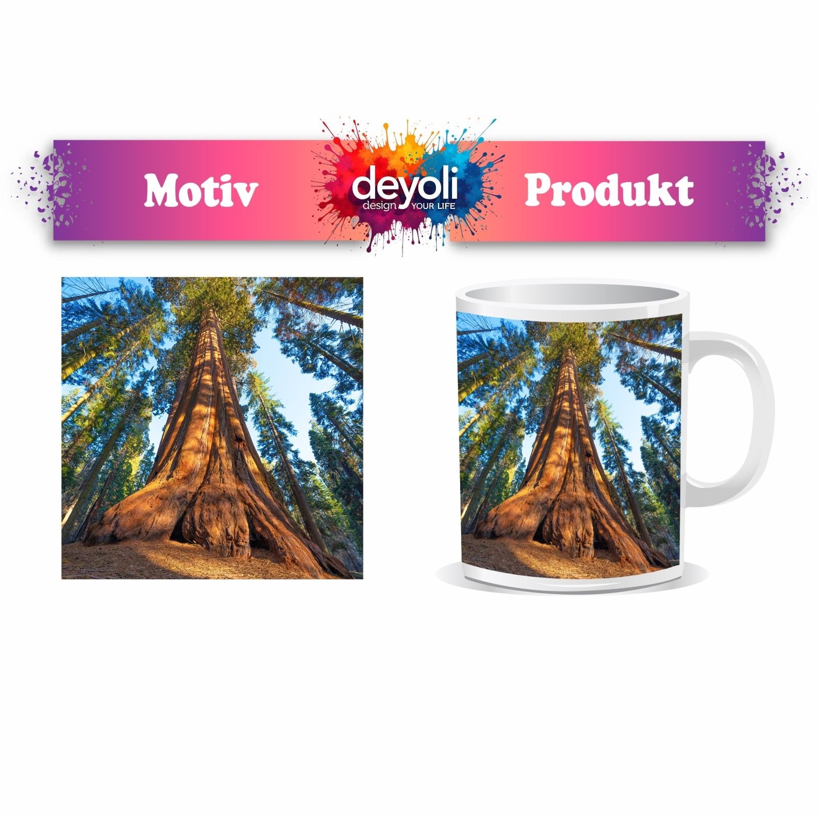 Motivtasse Ein Waldgigant im Lichtspiel des Morgens. - deyoli