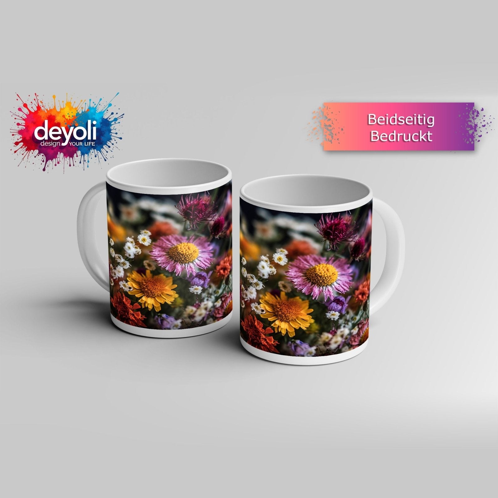 Motivtasse Ein wildes Blütenmeer, kraftvoll in Farbe und Form. - deyoli