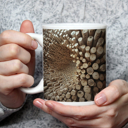 Motivtasse Ein Wirbel aus Holz – chaotisch, doch voller Ordnung. - deyoli