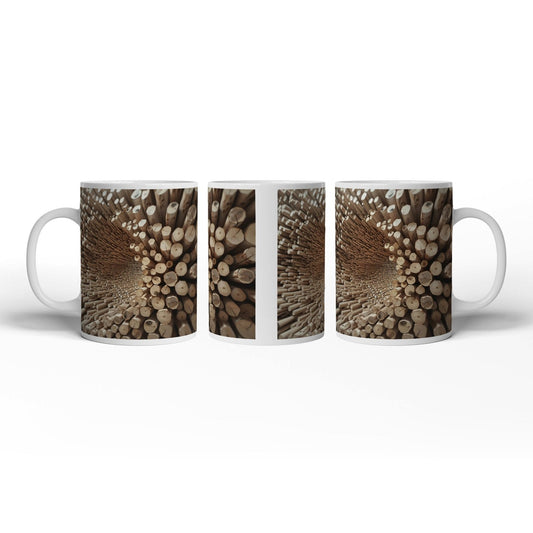 Motivtasse Ein Wirbel aus Holz – chaotisch, doch voller Ordnung. - deyoli