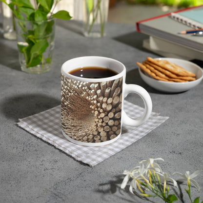 Motivtasse Ein Wirbel aus Holz – chaotisch, doch voller Ordnung. - deyoli