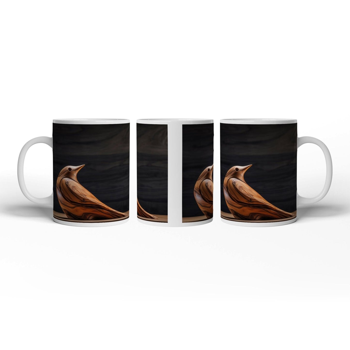 Motivtasse Eleganz aus Holz – ein Vogel in zeitloser Formvollendung. - deyoli