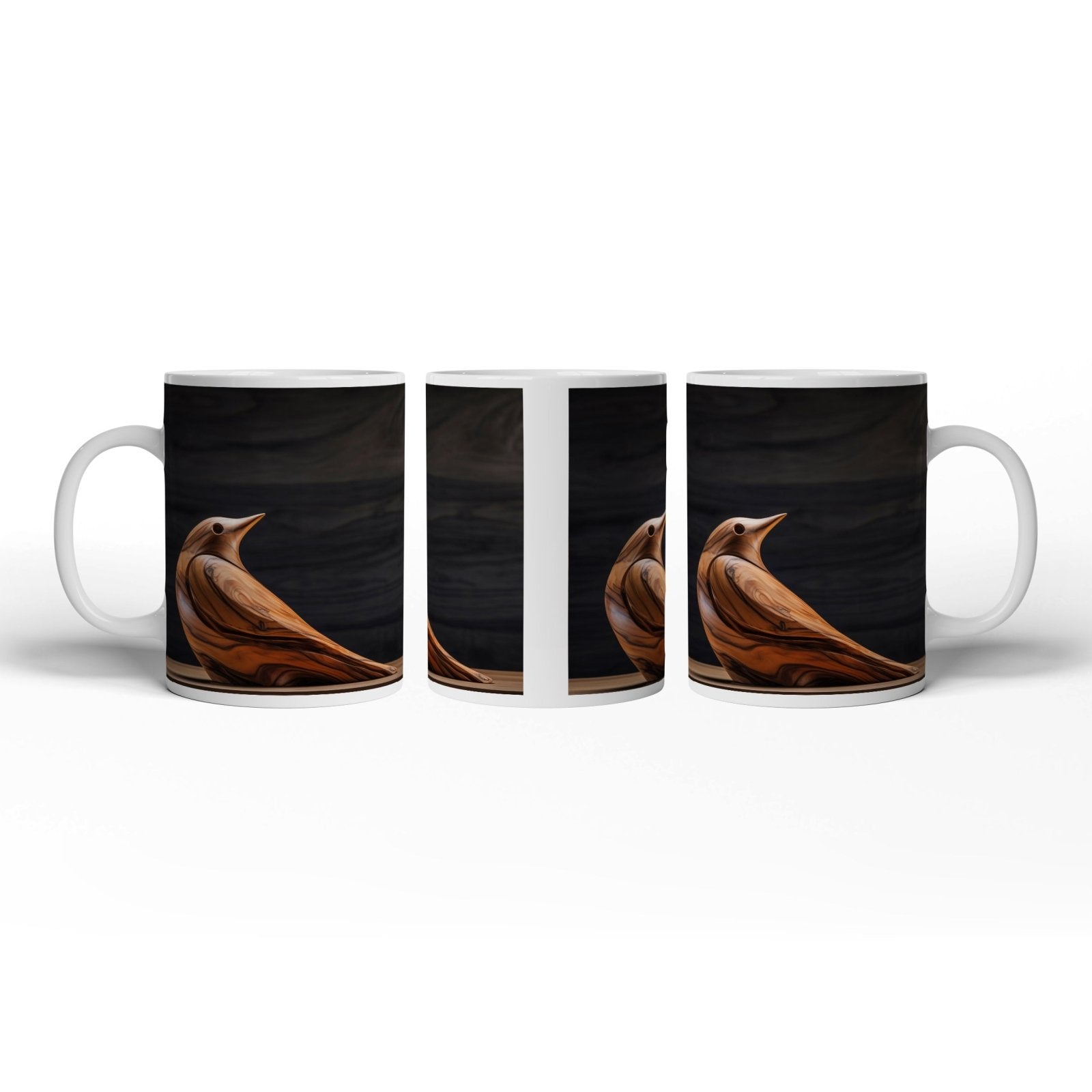 Motivtasse Eleganz aus Holz – ein Vogel in zeitloser Formvollendung. - deyoli