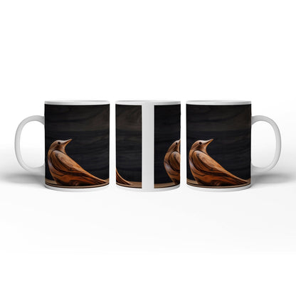Motivtasse Eleganz aus Holz – ein Vogel in zeitloser Formvollendung. - deyoli