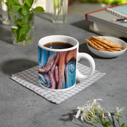 Motivtasse Farbenflut im Holz – Natur als lebendige Leinwand. - deyoli