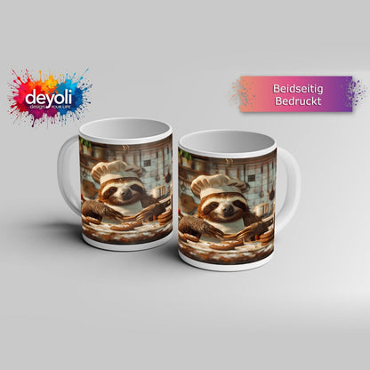Motivtasse Faultierbäcker zaubert süße Träume in Zeitlupe. - deyoli